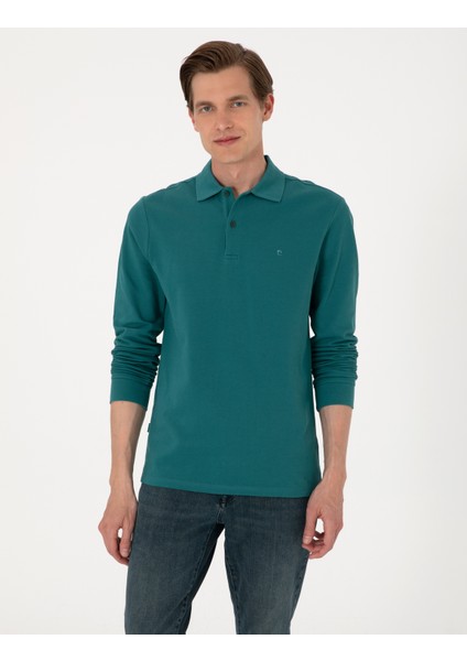 Erkek Zümrüt Slim Fit Kıvrılmaz Polo Yaka Basic Pike Sweatshirt 50314048-VR055 modelleri