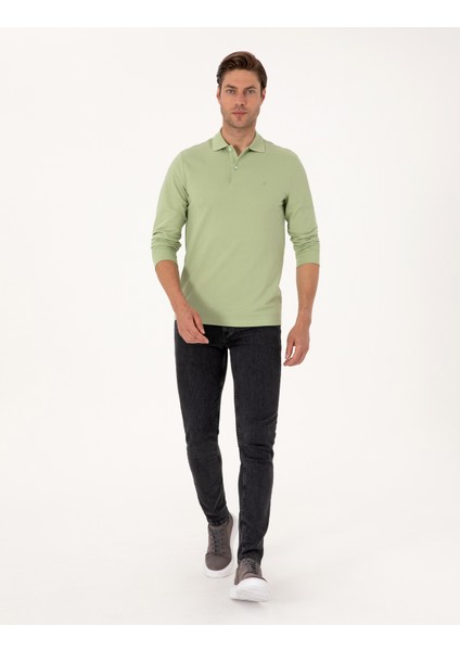 Erkek Çağla Slim Fit Kıvrılmaz Polo Yaka Basic Pike Sweatshirt 50314048-VR016 fırsatları