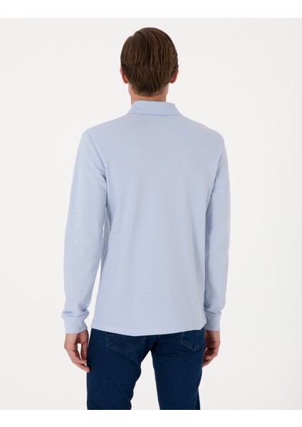 Erkek Açık Mavi Slim Fit Kıvrılmaz Polo Yaka Basic Pike Sweatshirt 50314048-VR003 indirimleri