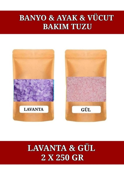 Lavanta & Gül Kokulu Banyo Tuz Küvet & Jakuzi Tuzu Manikür & Pedikür Tuzu Ayak Bakım Tuzu. 2 x 250L