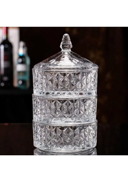 Delisoga 3 Katlı Cam Kurabiyelik ROYALEKS-PAK-417 modelleri