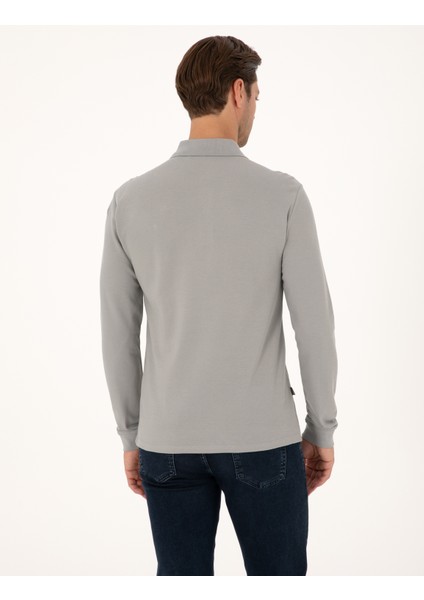 Erkek Gri Slim Fit Kıvrılmaz Polo Yaka Basic Pike Sweatshirt 50314048-VR024 indirimleri
