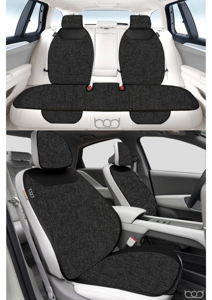 Keten Terletmez Oto Koltuk Minderi Seti Koltuk Koruma Kılıfı Yalı Serisi Ön Arka Set Siyah