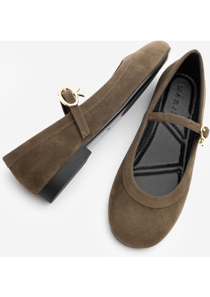 Kadın Tokalı Babet Meladi Kahve Süet