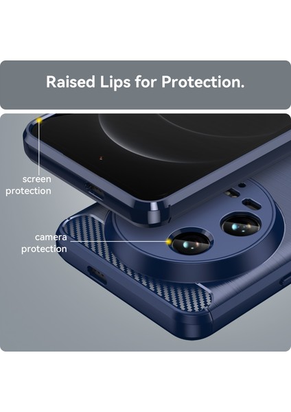 Xiaomi 14 Ultra Için Yumuşak Karbon Fiber Fırçalanmış Tpu Telefon Kılıfı - Mavi (Yurt Dışından) indirimleri