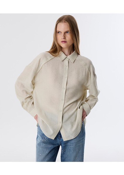Hotfıx Baskılı Pileli Gömlek TW6250025089030