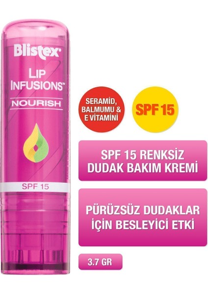 Pürüzsüz Dudaklar Için Besleyici Dudak Bakımı Lip Infusions Nourish SPF15 3,7g