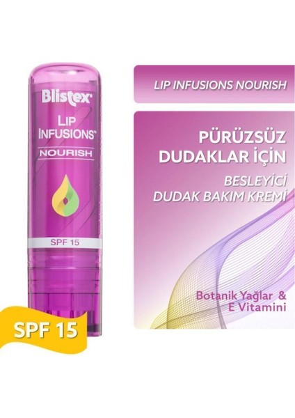 Pürüzsüz Dudaklar Için Besleyici Dudak Bakımı Lip Infusions Nourish SPF15 3,7g modelleri