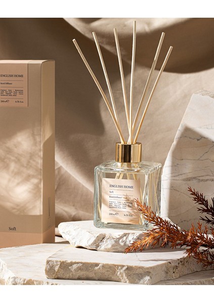 Soft Çubuklu Oda Kokusu 200 ml Kalıcı Ferah Meyve Çiçek Aromalı Dekoratif Şişe
