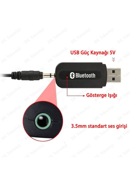 Bluetooth Kablosuz 3.5mm Ses Müzik Alıcısı Adaptörü Araç Ses Sistemi Veya Hoparlör Için