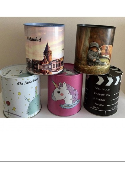 Metal Kumbara Resimli Tekli 13X14 cm 1 Adet ROYALEKS-6009