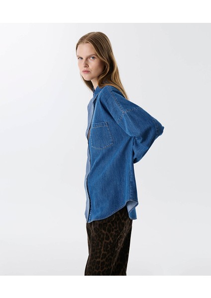 Denim Baskılı Kumaş Mıx Gömlek TW6250025087629 fiyatları