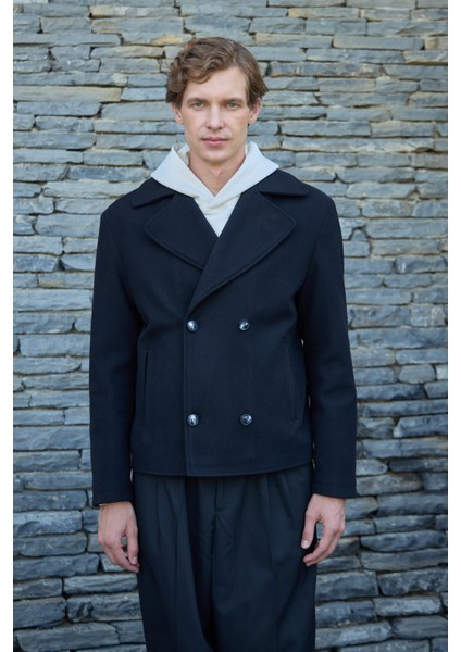 Erkek Kruvaze Kaşe Mont Ceket Siyah fiyatları