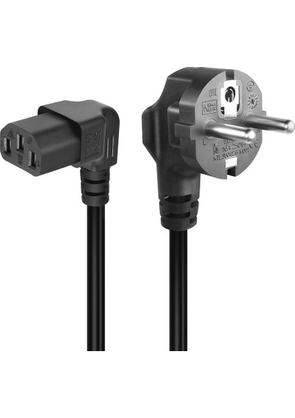 90 Derece Aşağı Açılı Pc Monitör Tv Printer Power Güç Kablosu - 1.8 Metre