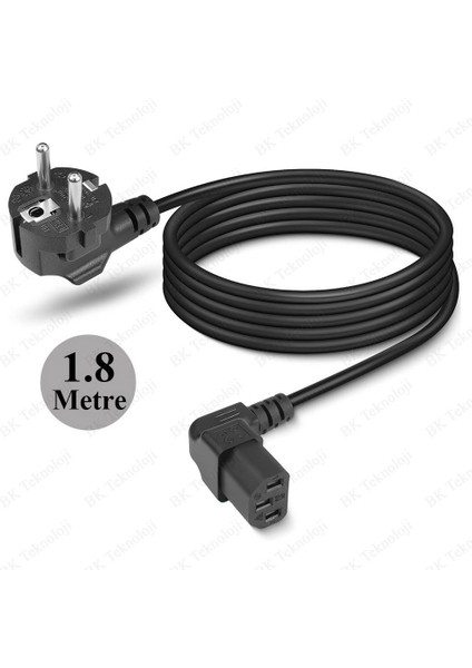 90 Derece Aşağı Açılı Pc Monitör Tv Printer Power Güç Kablosu - 1.8 Metre fiyatları