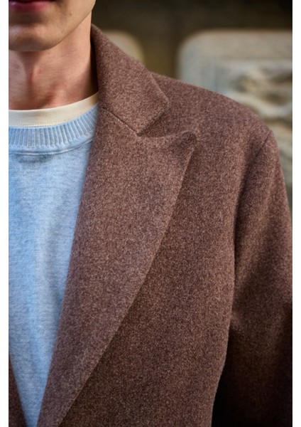 Erkek Rahat Kesim Kaşe Palto Kahverengi indirimleri