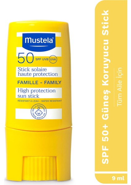 Güneş Koruyucu Stick SPF50+ 9 ml Normal Ciltler Bebek ve Aile Kullanımına Uygun Kokusuz fiyatları