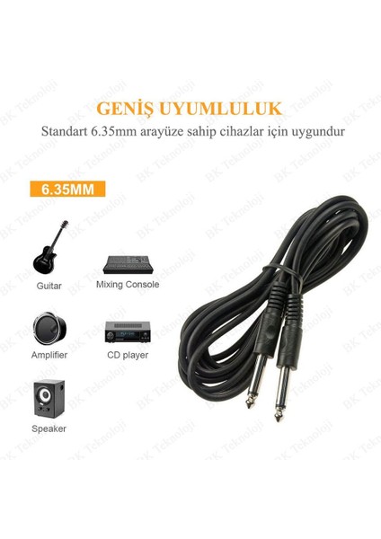 Mono 6.3mm 1/4" Jack Gitar Amfi Enstrüman Kablosu - 5 Metre fiyatları
