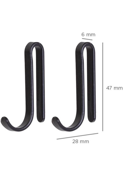 Paslanmaz Metal Siyah Banyo Rafı Kancası 2' li