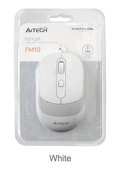 FM10 USB 1600DPI Gri - Beyaz Mouse