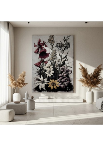 Karanlık Romantik Çiçek Buket Tablosu fırsatları