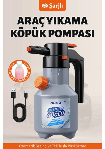 Yeni Model Şarjlı Otomatik Yüksek Basınçlı Oto Araba Yıkama ve Temizleme Köpük Püskürtücü El Pompası