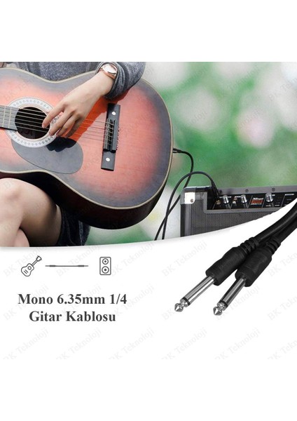 Mono 6.3mm 1/4" Jack Gitar Amfi Enstrüman Kablosu - 5 Metre