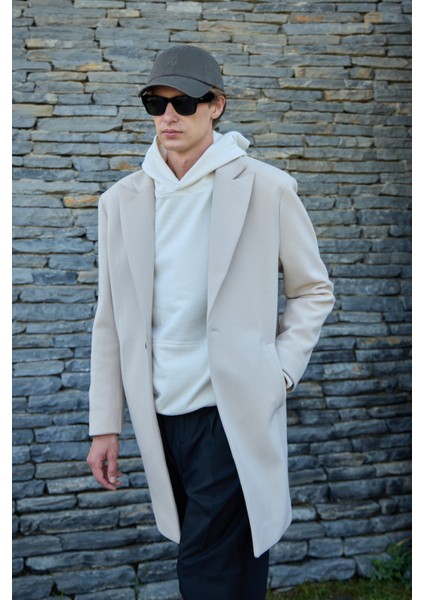 Erkek Rahat Kesim Kaşe Palto Ekru fiyatları