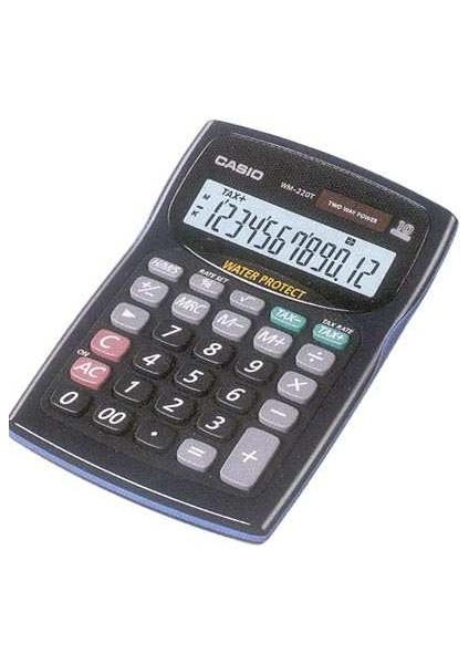 WM-220MS-BU 12 Hane Mavi Suya-Toza Dayanıklı Masa Üstü Hesap Makinesi