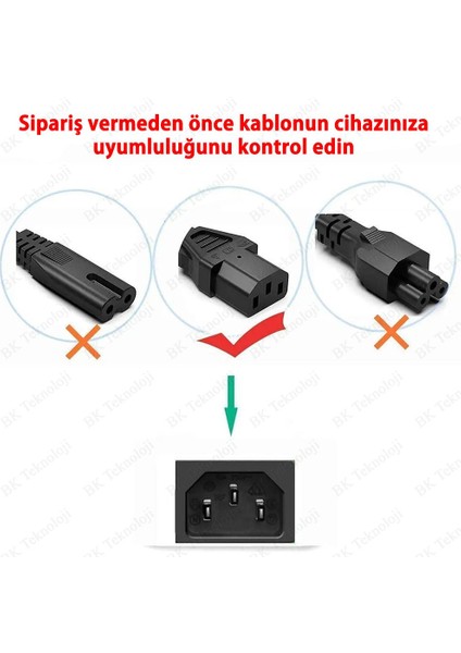Kısa C13 Pc Monitör Tv Printer Power Şarj Kablosu - 50CM modelleri