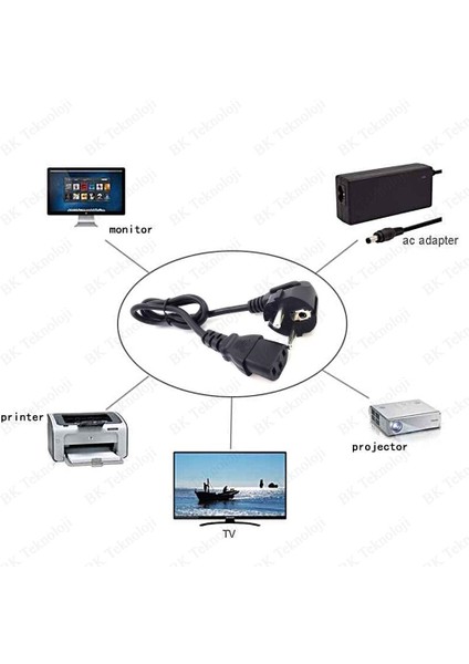 Kısa C13 Pc Monitör Tv Printer Power Şarj Kablosu - 50CM fırsatları