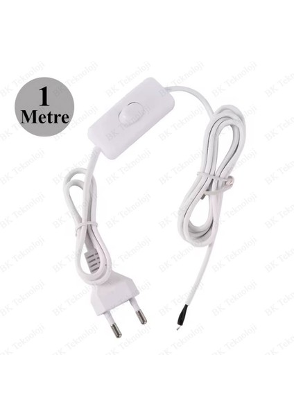 220 Volt Anahtarlı Fişli Açık Uçlu Güç Kablosu 1 Metre Beyaz modelleri