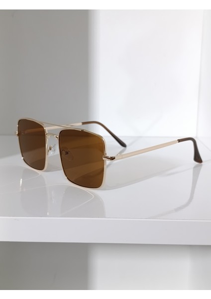 Kare Pilot Güneş Gözlüğü Gold Renk Çerçeve UV400 fiyatları