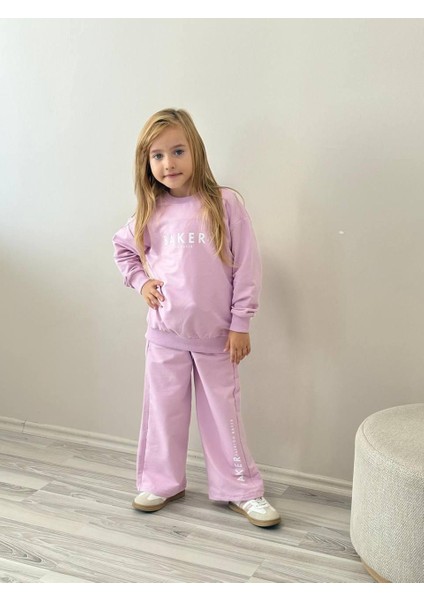 Kız Çocuk Pudra Sweatshirt ve Eşofman Alt Takımı Garson Boy 5003PU modelleri