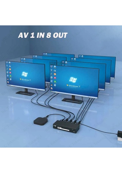8 Port 1 Giriş 8 Çıkış Kompozit Video Ses Ayırıcı Çoklayıcı Splitter modelleri