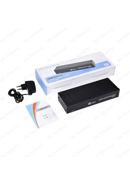 8 Port 1 Giriş 8 Çıkış Kompozit Video Ses Ayırıcı Çoklayıcı Splitter