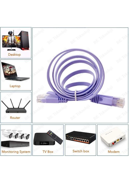 Cat6 Flat Yassı Ethernet Network Ağ Kablosu 1.8 Metre modelleri