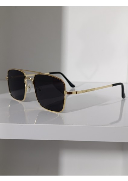 Pilot Güneş Gözlüğü Gold Çerçeve Füme UV400 Korumalı Cam