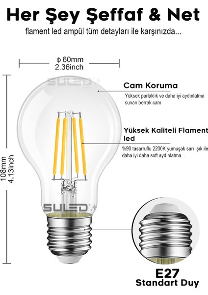Flamento Rustik Ampül E27 Duy 220V Dimmer Uyumlu %90 Tasarruflu Ev Cafe Aplik Abajur Tavan Ampül fırsatları
