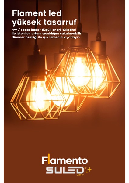 Flamento Rustik Ampül E27 Duy 220V Dimmer Uyumlu %90 Tasarruflu Ev Cafe Aplik Abajur Tavan Ampül indirimleri