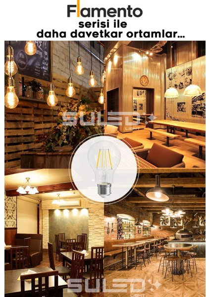 Flamento Rustik Ampül E27 Duy 220V Dimmer Uyumlu %90 Tasarruflu Ev Cafe Aplik Abajur Tavan Ampül