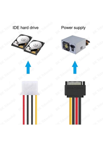 15 Pin Sata Erkek To 4 Pin Molex Ide Dişi Çevirici Kablo Sata - Ide Güç Kablosu modelleri