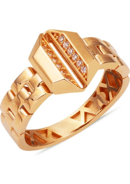 Rolex Tarzı 14 Ayar Rose Altın Yüzük