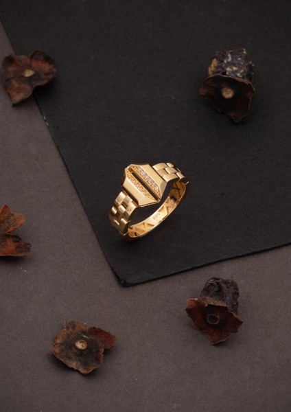 Rolex Tarzı 14 Ayar Rose Altın Yüzük modelleri