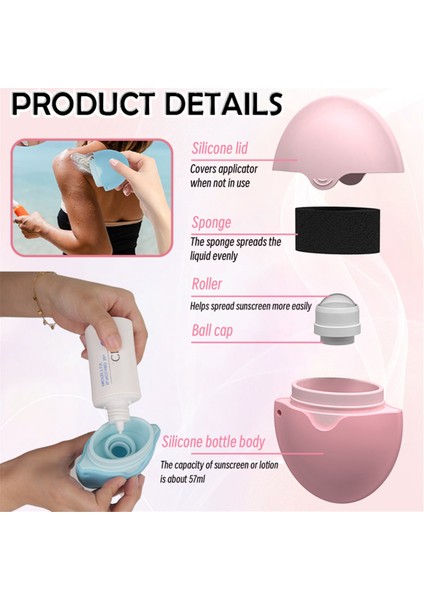 Güneş Kremi Aplikatör Rulosu Taşınabilir Yeniden Doldurulabilir Güneş Kremi Losyonu Sünger Aplikatörü Çocuklar Yetişkinler Aileler Pembe (Yurt Dışından) fiyatları