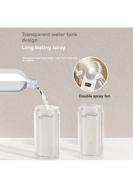 Dual Sprays Masaüstü Fan Nemlendirici 2'si 1 Arada USB Taşınabilir Dijital Ekran Su Takviyesi Sprey Fan 1200MAH Beyaz (Yurt Dışından) fırsatları