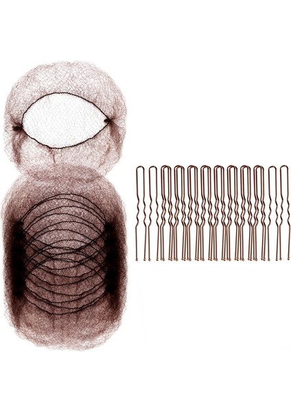 50 Adet Örgü Saç Ağları ve 100 Adet U Şeklinde, Gıda Hizmet Çalışanları Için Saç Ağları, Kadınlar ve Erkekler Için Saç Ağları Kahverengi (Yurt Dışından)