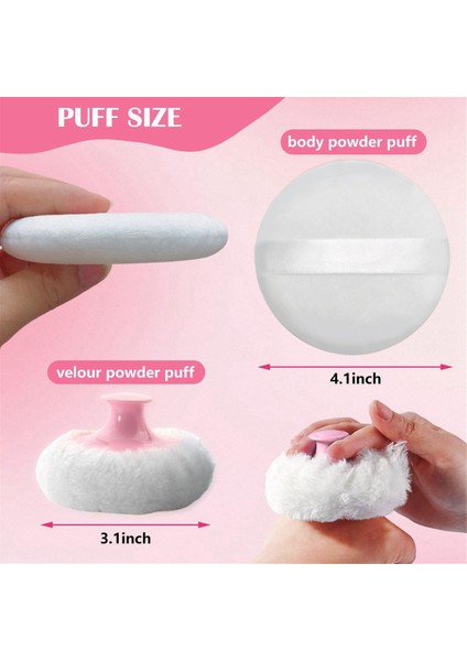 Vücut Pudrası Puf ve Kap Seti, Kadınlar ve Bebekler Için Toz Pudra Puf ve Islak Kuru Makyaj Için Gevşek Pudra Kapları (Yurt Dışından) fırsatları