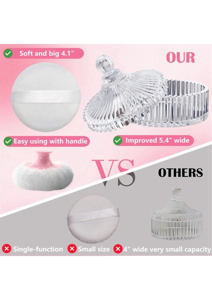 Vücut Pudrası Puf ve Kap Seti, Kadınlar ve Bebekler Için Toz Pudra Puf ve Islak Kuru Makyaj Için Gevşek Pudra Kapları (Yurt Dışından) indirimleri