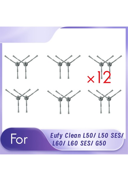 Eufy Clean L50/ L50 Ses/ L60/ L60 Ses/ G50 Temizleyici Parçalarının Değiştirilmesi Için 12 Adet Yan Fırça (Yurt Dışından)